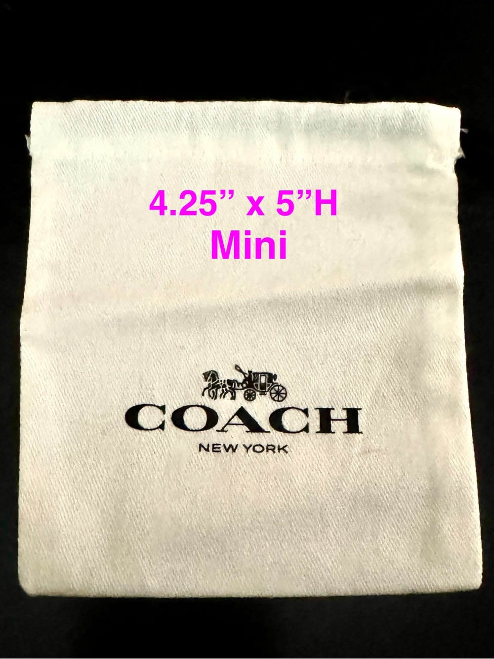 NEW MINI CANVAS Authentic Coach Dust Bag  (NOT SOLD IN STORES OR ONLINE) NWOTs